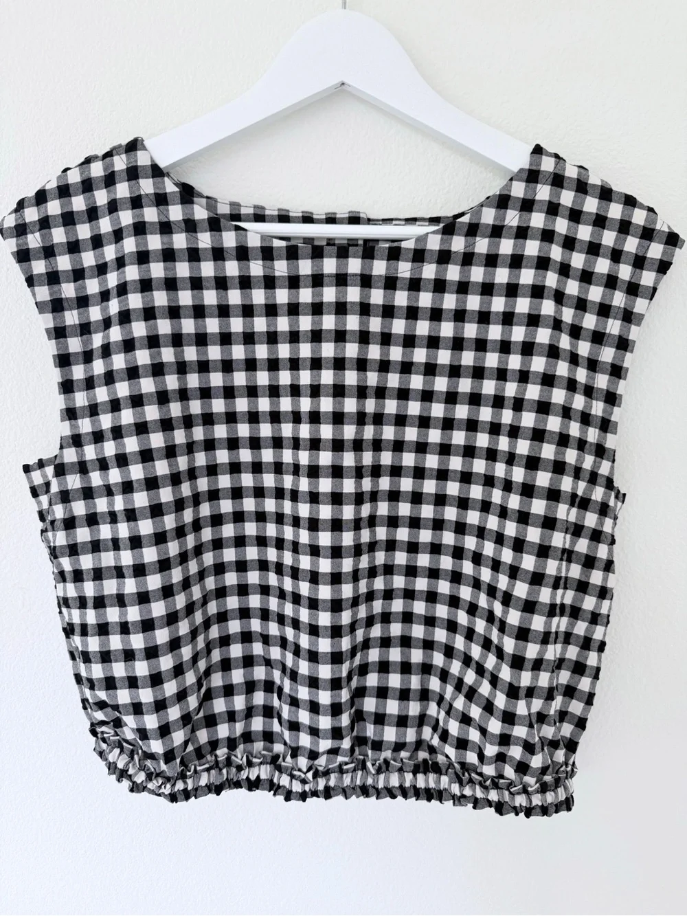 Maeve Anthropologie Black & White Gingham Crop Top Size Medium